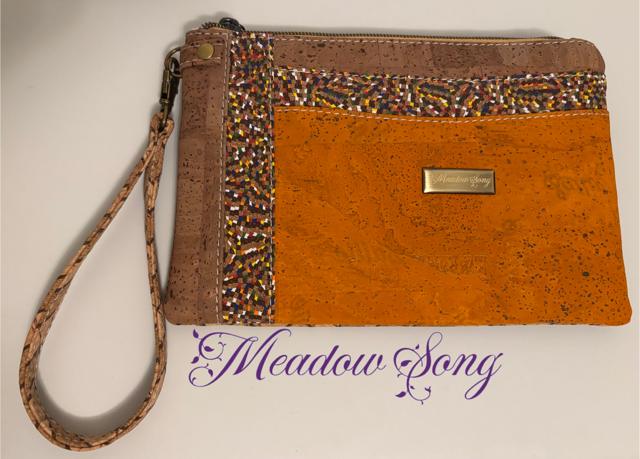Jackie Wristlet - Brown & Burnt Orange