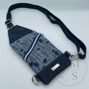 Mini Traveller Crossbody (Blue floral & Navy)